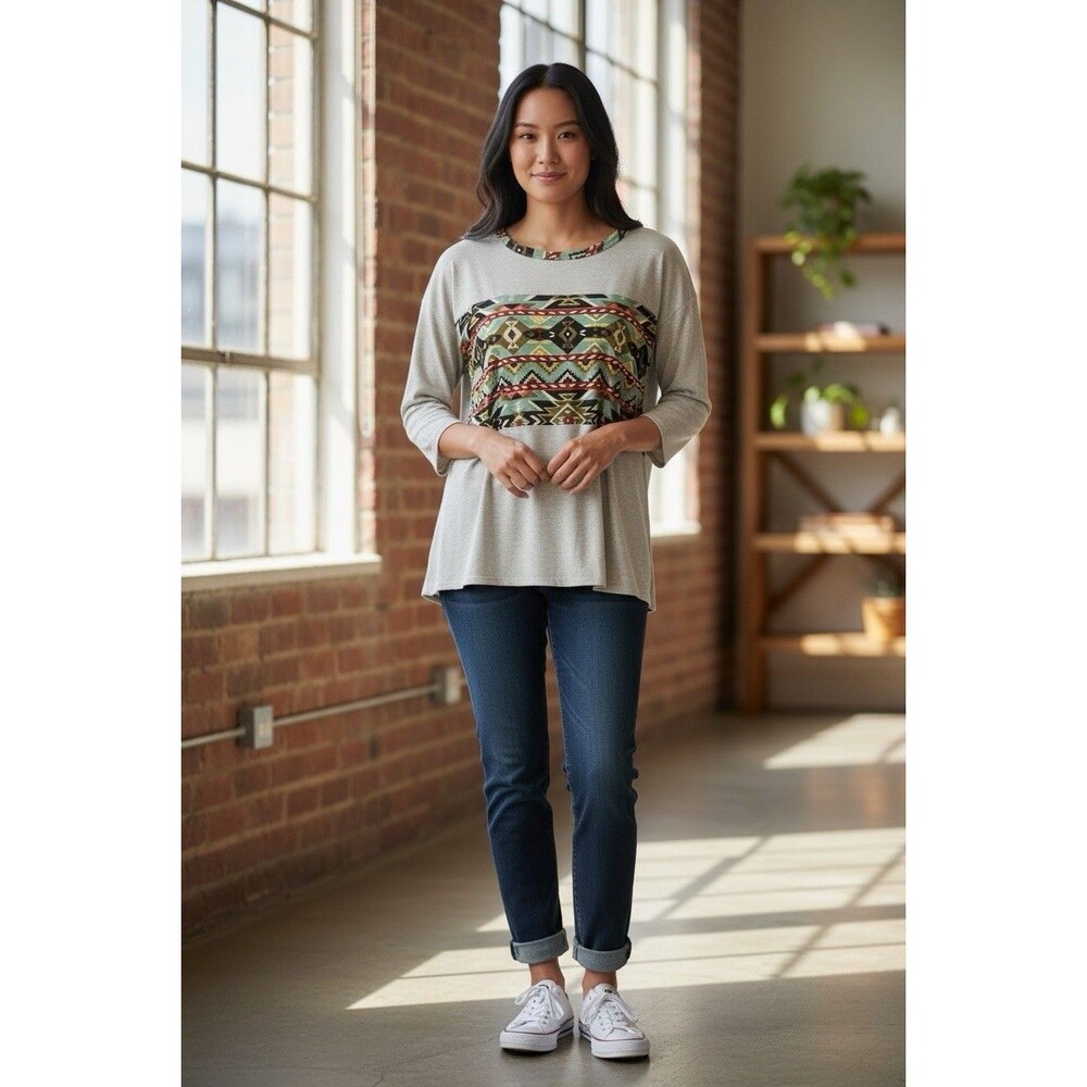 Honeyme Oversized Aztec Women’s Blouse Size S Western Cowgirl Southern